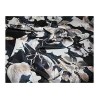 Floral Print Viscose Dress Fabric Taupe