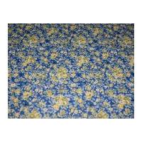 Floral Print Vinyl PVC Coated Cotton Fabric Blue & Yellow