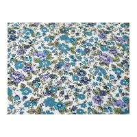 Floral Liberty Print Cotton Lawn Dress Fabric Lilac, Teal, Cream