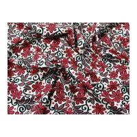 Floral Print Cotton Poplin Fabric Red