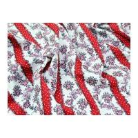 floral stripes print cotton poplin fabric red