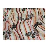 Floral Stripe Chiffon Dress Fabric Black, White, Red & Beige