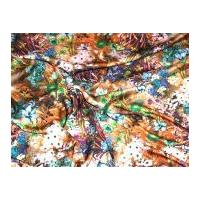 Floral Landscape Print Slinky Satin Dress Fabric Bronze