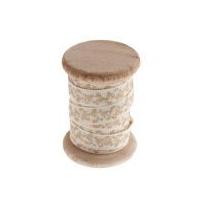 floral christmas ribbon on wooden spool 3m natural