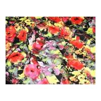 Floral Stretch Cotton Spanish Dress Fabric Orange, Pink & Yellow