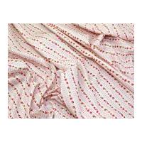 Floral & Gingham Stripes Print Cotton Poplin Fabric Pink