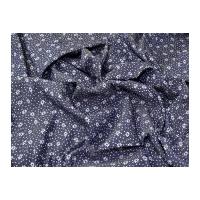 Floral Print Stretch Chambray Denim Dress Fabric Dark Blue