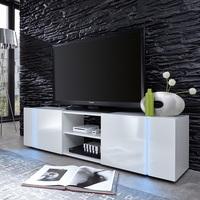 Florus LCD TV Stand In White High Gloss Fronts With LED
