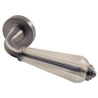 Fluted Style Clear Glass Door Handle Set