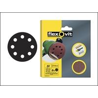 Flexovit Hook & Loop Sanding Discs 125 mm Medium 80g (6)