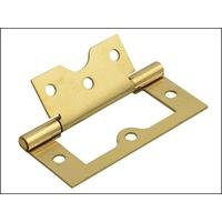 flush hinge brass finish 75mm pack of 2