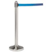 Flexibarrier Stainless Steel Post with Retractable Blue Strapping Tape (2100mm)