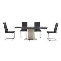 Flow Swivel Glass Extending Dining Table with 4 Chairs