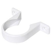 Floplast White Waste Pipe Clip (Dia)40mm Pack of 3