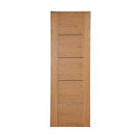 Flush 5 Panel Walnut Veneer Internal Unglazed Door (H)1981mm (W)610mm