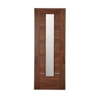 Flush 5 Panel Walnut Veneer Glazed Internal Door (H)1981mm (W)838mm