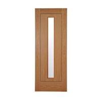 Flush 1 Panel Oak Veneer Glazed Internal Door (H)1981mm (W)686mm