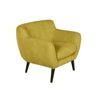 Flora Accent Chair In Harvest Gold Velvet Fabric And Wooden Legs