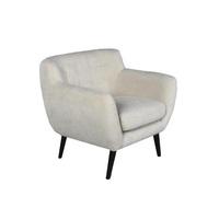 Flora Accent Chair In Natural Velvet Fabric With Wooden Legs