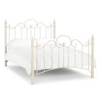 Floren Metal Double Bed In Stone White Finish