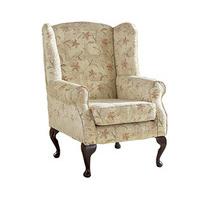 Floral Patterned Queen Anne Wing Chair