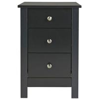 Florence Black Bedside Cabinet - 3 Drawer