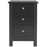 Florence Black 3 Drawer Bedside Cabinet