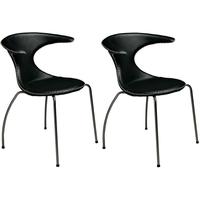 flair black leather dining chair with chrome legs set of 4