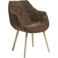 Flower Pattern Light Brown Fabric Armchair