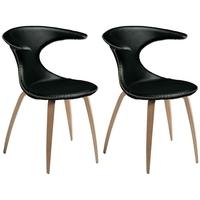 Flair Black Leather Dining Chair with Oak and Walnut Legs (Set of 4)