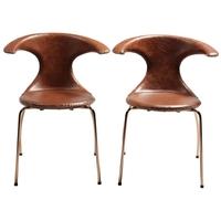 Flair Light Brown Leather Dining Chair with Copper Legs (Set of 4)