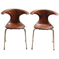 flair light brown leather dining chair with copper legs set of 4