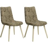 Flower Pattern Sand Fabric Dining Chair (Pair)