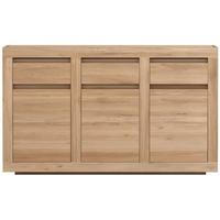 Flat Oak 3 Door 3 Drawer Sideboard