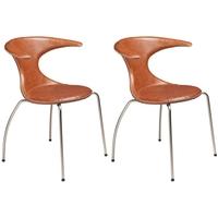 Flair Light Brown Leather Dining Chair with Chrome Legs (Set of 4)