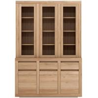 flat oak 6 door 3 drawer cupboard