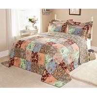 Floral Patchwork Quilted Bedspread Set, Double