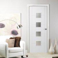 Florida White Primed Flush Door with Frosted Safety Glass