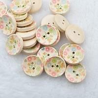 Flower Drawing Scrapbook Scraft Sewing DIY Wooden Buttons(10 PCS)