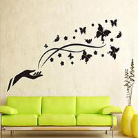 flying black butterfly wall stickers