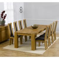 Florence Chunky Solid Oak 240cm Dining Table with 8 Denver Chairs