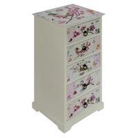 Floral Birds 5 Drawer Bedside