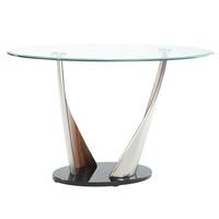 Florence Glass Console Table With Walnut And Satin Base
