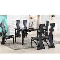 Florence Extending Black Glass Dining Table with 6 Dining Chairs
