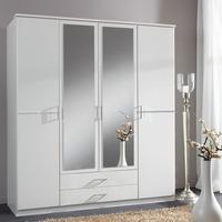 Florence Mirrored Wardrobe In White With Diamanté And 4 Doors