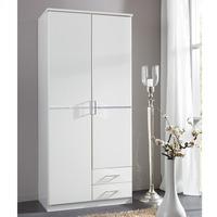 Florence White Wooden Wardrobe With Diamante 2 Door 2 Drawer