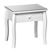 Flair Side Table In White With Glass Top And 1 Drawer