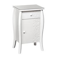 Flair Small Bedside Cabinet In White With Glass Top