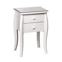 Flair Bedside Cabinet In White With Glass Top And 2 Drawers