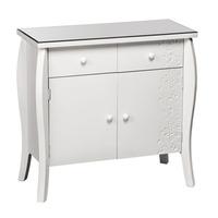 Flair Glass Top Sideboard In White With 2 Doors And 2 Drawers